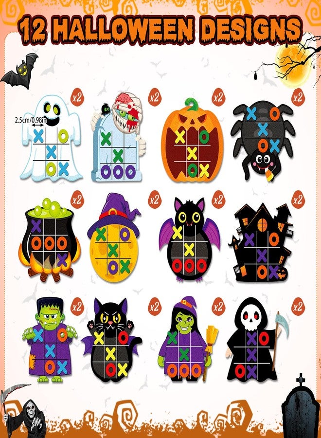 Resholder 24 Pack Halloween Party Favors Tic Tac Toe Strategic Board Game Felt Halloween Mini Board Game Pumpkin Bat Ghost Goodies Bags Stuffers for Birthday Gifts Classroom Prize Supplies - Image 2
